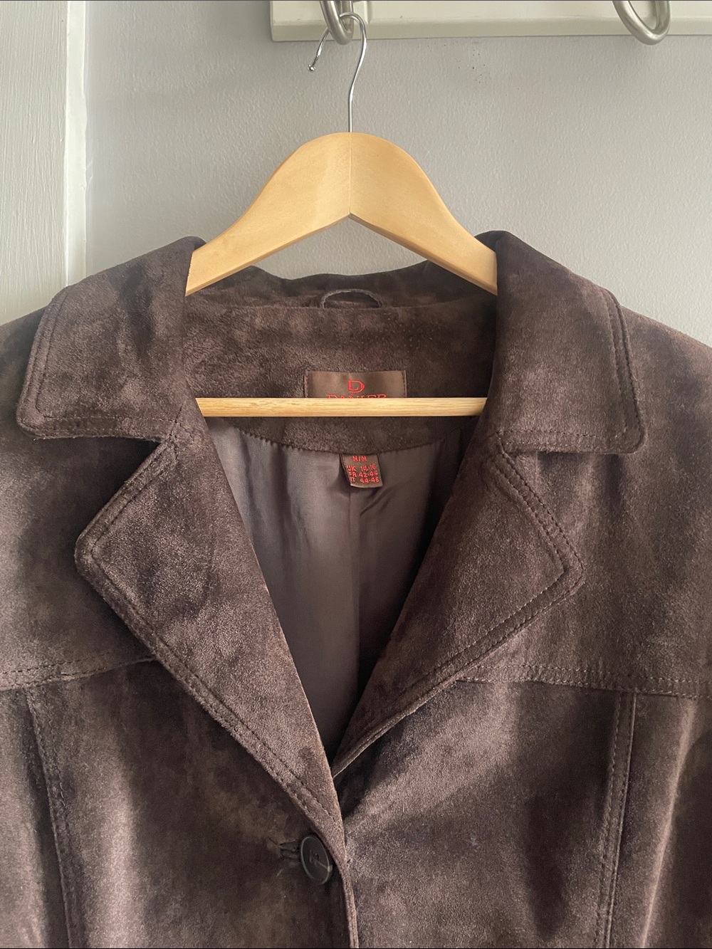Vintage 90s Chocolate brown suede leather jacket- S/M - Picture 4 of 13